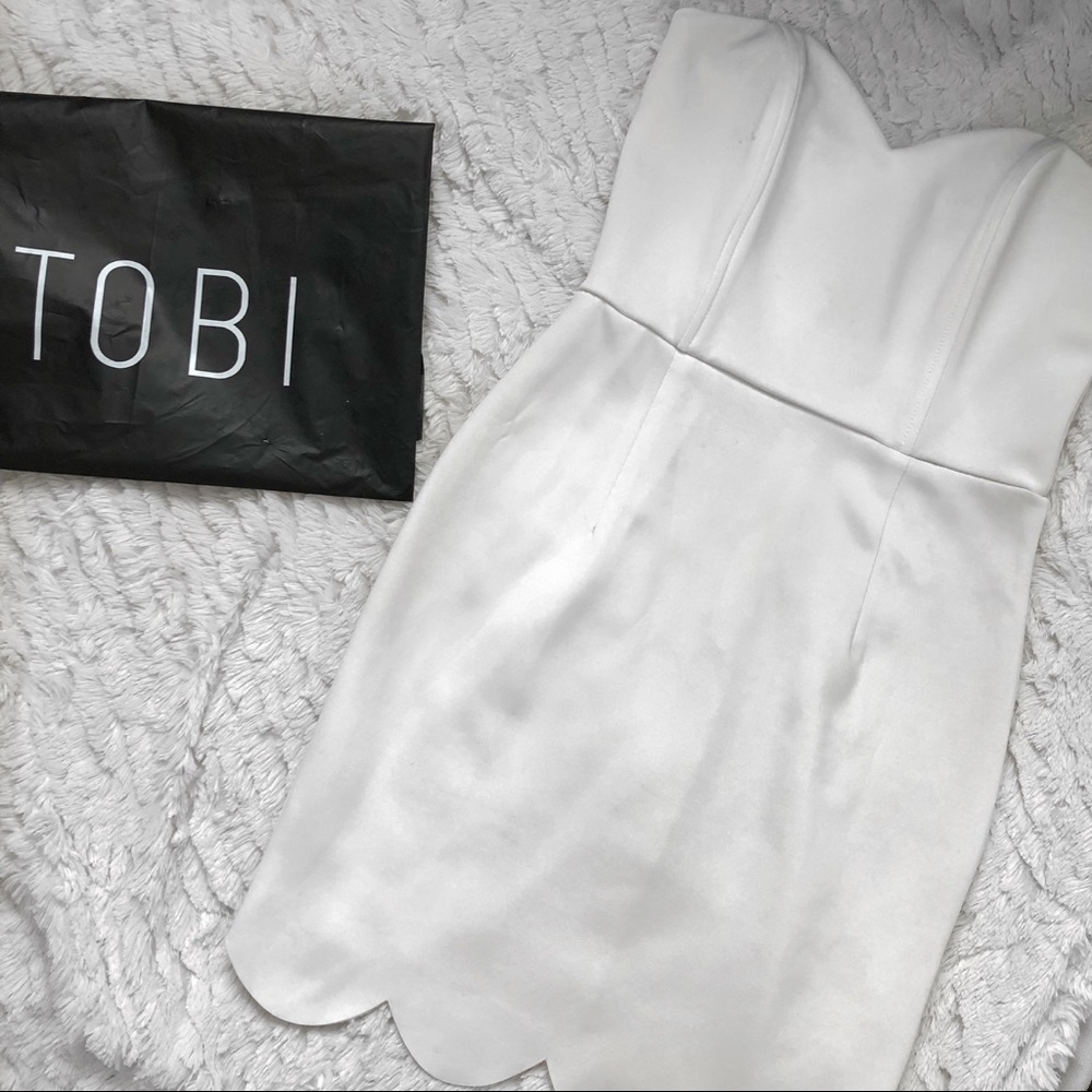 Tobi White Scalloped Cocktail Dress